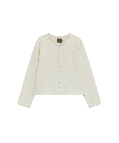DEFGARMENTS（デフグラメンツ）の「SNAP BUTTON GARDIGAN [3COLOR]（カーディガン/ボレロ・レディース・パープル/アイボリー/チャコール・F）」の2枚目の写真