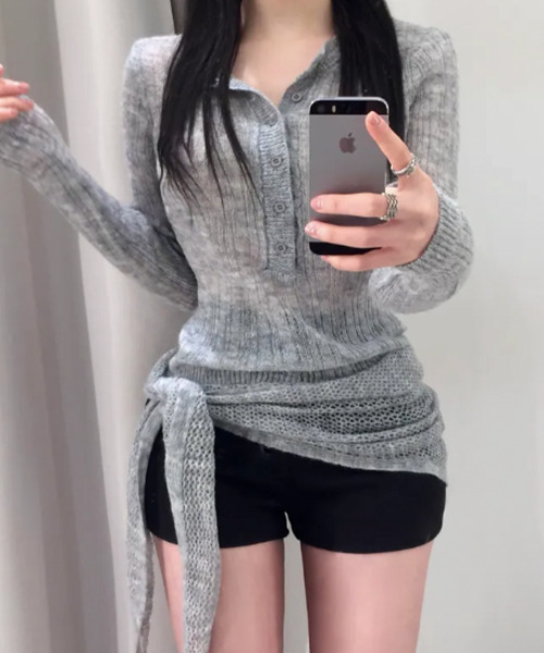 VIVID LADY(ビビッドレディー)の「ヘンリネックニット×ストール 2点セット(ニット/セーター・レディース・グレー/ブラック/アイボリー・FREE)」の8枚目の写真