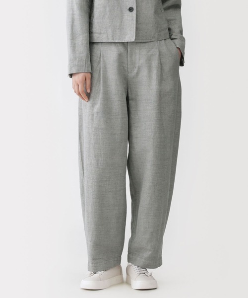 MUJI Labo(ムジラボ)の「〔MUJI Labo〕婦人 リネンコットンヘリンボーンタックワイドパンツ(その他パンツ・レディース・グレー・S/M/L/XL)」の1枚目の写真