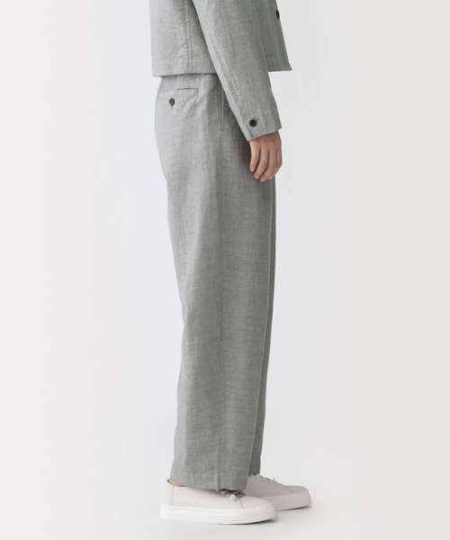 MUJI Labo(ムジラボ)の「〔MUJI Labo〕婦人 リネンコットンヘリンボーンタックワイドパンツ(その他パンツ・レディース・グレー・S/M/L/XL)」の8枚目の写真