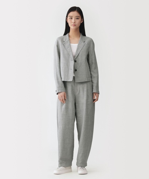MUJI Labo(ムジラボ)の「〔MUJI Labo〕婦人 リネンコットンヘリンボーンタックワイドパンツ(その他パンツ・レディース・グレー・S/M/L/XL)」の9枚目の写真