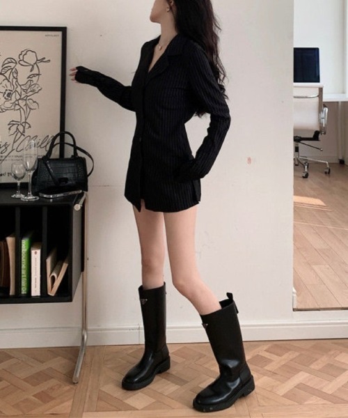 Ritzy（リッツィー）の「ピンストライプブレザーワンピース（シャツ/ブラウス・レディース・ブラック・M）」の8枚目の写真