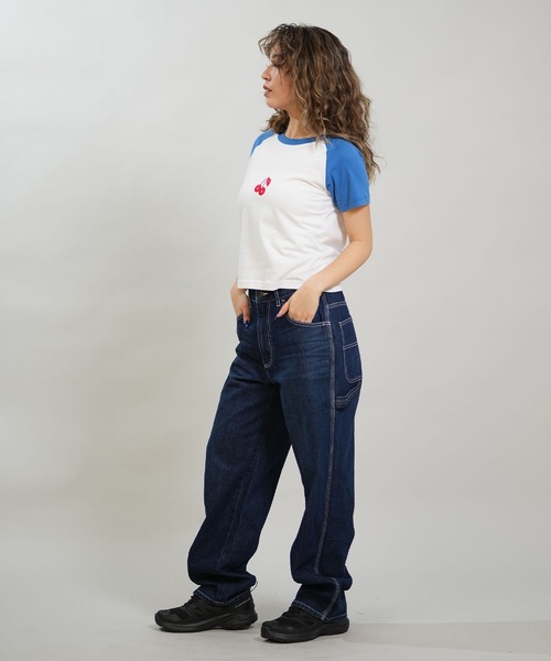 RVCA(ルーカ)の「RVCA/ルーカ クロップドTシャツ レディース ROAM RAGLAN CROPPED BABY BG043204(Tシャツ/カットソー・レディース・ホワイト×ブルー/ホワイト×ブラック・M/S)」の12枚目の写真