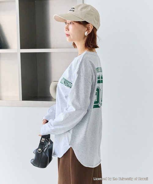 GOOD ROCK SPEED(グッドロックスピード)の「【GOOD ROCK SPEED】カレッジ ヘンリーネックロンT(Tシャツ/カットソー・レディース・ネイビー/グレー・F)」の6枚目の写真
