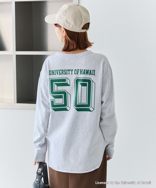 GOOD ROCK SPEED(グッドロックスピード)の「【GOOD ROCK SPEED】カレッジ ヘンリーネックロンT(Tシャツ/カットソー・レディース・ネイビー/グレー・F)」の7枚目の写真