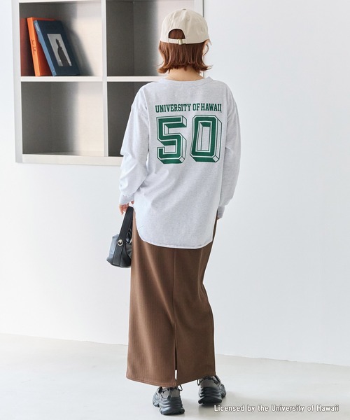 GOOD ROCK SPEED(グッドロックスピード)の「【GOOD ROCK SPEED】カレッジ ヘンリーネックロンT(Tシャツ/カットソー・レディース・ネイビー/グレー・F)」の14枚目の写真