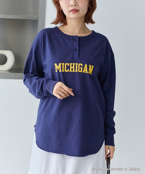 GOOD ROCK SPEED(グッドロックスピード)の「【GOOD ROCK SPEED】カレッジ ヘンリーネックロンT(Tシャツ/カットソー・レディース・ネイビー/グレー・F)」の18枚目の写真