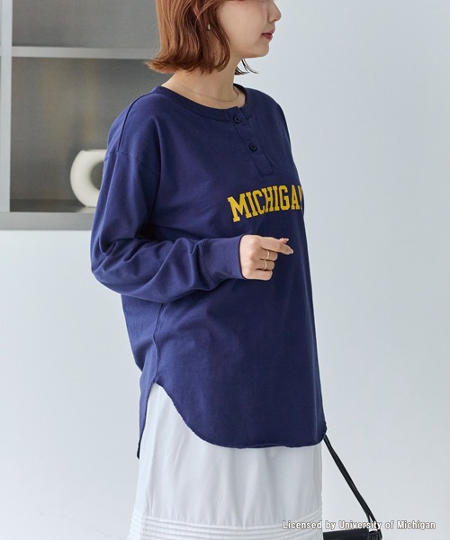 GOOD ROCK SPEED(グッドロックスピード)の「【GOOD ROCK SPEED】カレッジ ヘンリーネックロンT(Tシャツ/カットソー・レディース・ネイビー/グレー・F)」の19枚目の写真