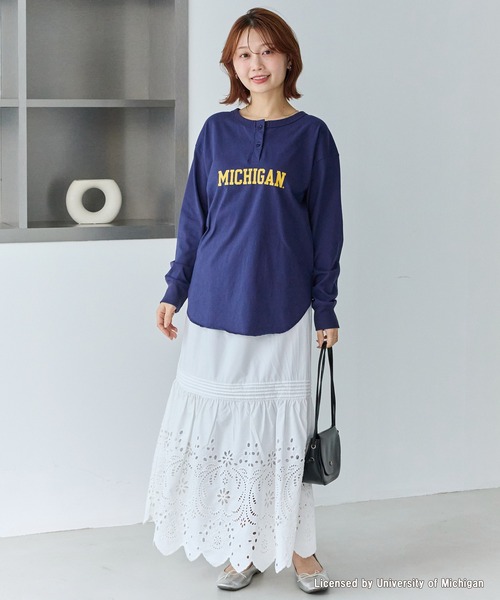 GOOD ROCK SPEED(グッドロックスピード)の「【GOOD ROCK SPEED】カレッジ ヘンリーネックロンT(Tシャツ/カットソー・レディース・ネイビー/グレー・F)」の22枚目の写真