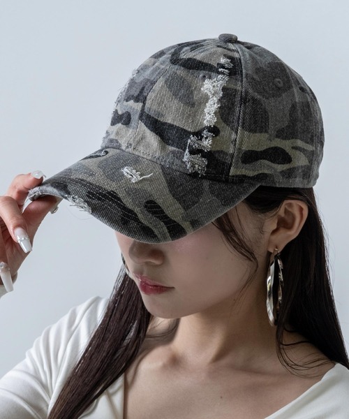 ANAP(アナップ)の「カモフラ ダメージ キャップ(キャップ・レディース・グレー/カーキ・F)」の13枚目の写真