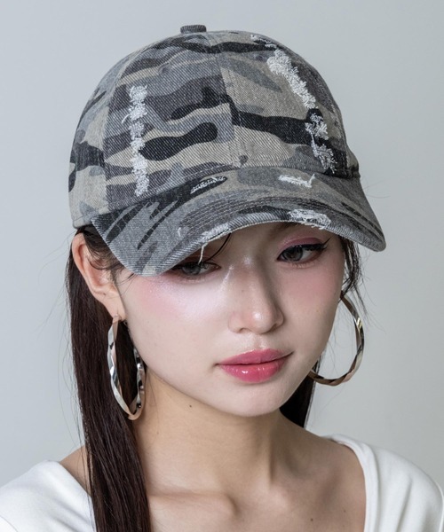 ANAP(アナップ)の「カモフラ ダメージ キャップ(キャップ・レディース・グレー/カーキ・F)」の12枚目の写真