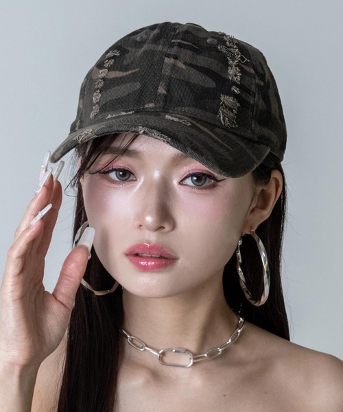 ANAP(アナップ)の「カモフラ ダメージ キャップ(キャップ・レディース・グレー/カーキ・F)」の11枚目の写真