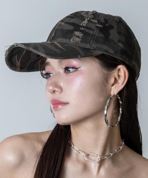 ANAP(アナップ)の「カモフラ ダメージ キャップ(キャップ・レディース・グレー/カーキ・F)」の10枚目の写真