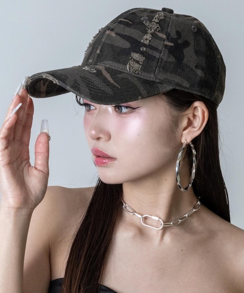 ANAP(アナップ)の「カモフラ ダメージ キャップ(キャップ・レディース・グレー/カーキ・F)」の9枚目の写真