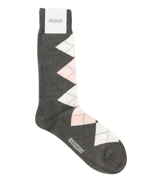 MACKINTOSH PHILOSOPHY（ﾏｯｷﾝﾄｯｼｭ ﾌｨﾛｿﾌｨｰ）の「フロントアーガイル カジュアルソックス（ソックス/靴下・メンズ・ダークネイビー/グレー系その他・FREE）」の2枚目の写真