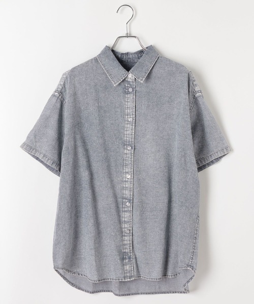 PAGEBOY（ページボーイ）の「シアーデニムショートスリーブシャツ（シャツ/ブラウス・レディース・ブラック系その他/ブルー系その他/インディゴブルー・FREE）」の10枚目の写真