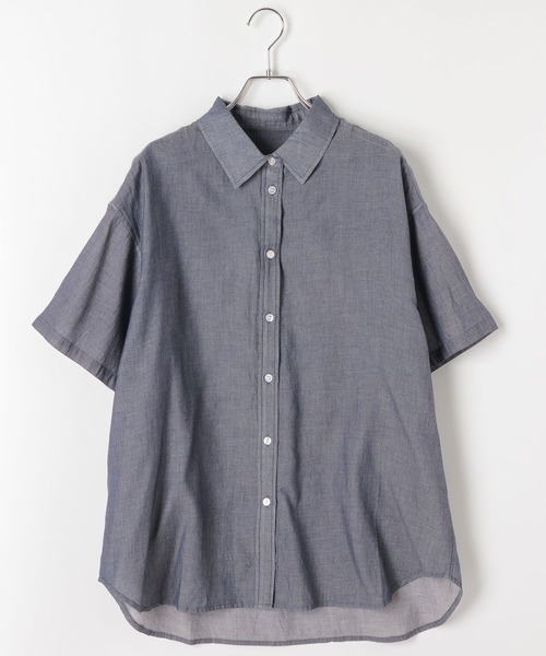 PAGEBOY（ページボーイ）の「シアーデニムショートスリーブシャツ（シャツ/ブラウス・レディース・ブラック系その他/ブルー系その他/インディゴブルー・FREE）」の4枚目の写真