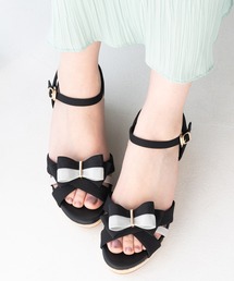 JELLY BEANS（ジェリービーンズ）の「2WAYバイカラーリボンウェッジサンダル(204-62076)JELLY BEANS(ジェリービーンズ)（サンダル）」