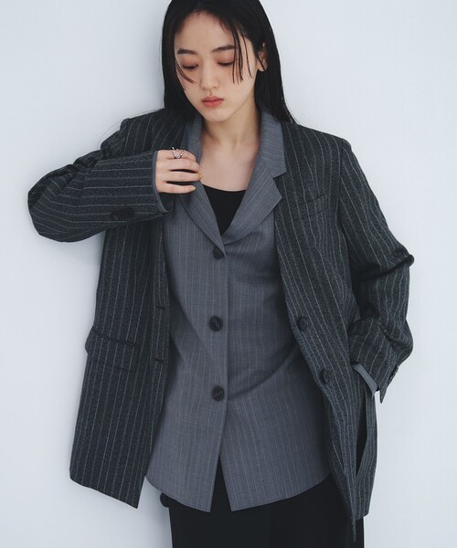 UNITED TOKYO（ユナイテッドトウキョウ）の「【新作】スタンドカラーテーラードジャケット｜オフィスカジュアル/オケージョン/春服（テーラードジャケット・レディース・ブラウン/マルチ・1/2）」の5枚目の写真