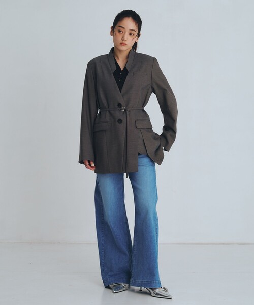 UNITED TOKYO（ユナイテッドトウキョウ）の「【新作】スタンドカラーテーラードジャケット｜オフィスカジュアル/オケージョン/春服（テーラードジャケット・レディース・ブラウン/マルチ・1/2）」の14枚目の写真