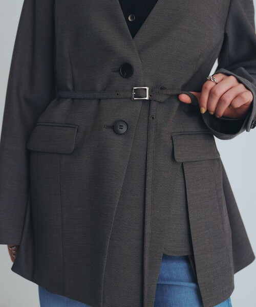 UNITED TOKYO（ユナイテッドトウキョウ）の「【新作】スタンドカラーテーラードジャケット｜オフィスカジュアル/オケージョン/春服（テーラードジャケット・レディース・ブラウン/マルチ・1/2）」の21枚目の写真