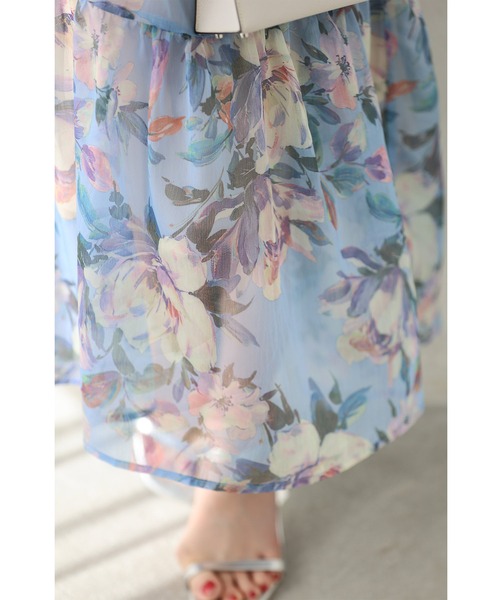 cawaii(カワイイ)の「暖かな日差しに花開くシアーミディアムワンピース(インナー付き)(ワンピース・レディース・ブルー・L~LL/S~M)」の2枚目の写真