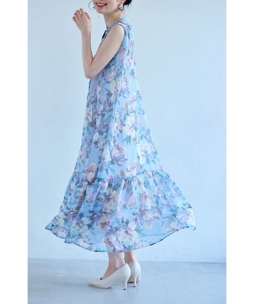 cawaii(カワイイ)の「暖かな日差しに花開くシアーミディアムワンピース(インナー付き)(ワンピース・レディース・ブルー・L~LL/S~M)」の8枚目の写真