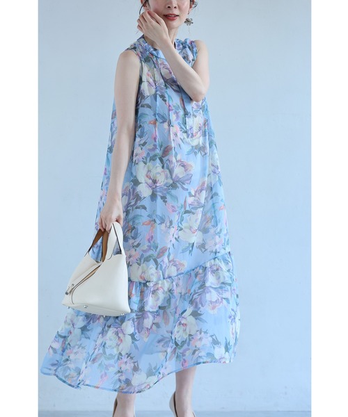 cawaii(カワイイ)の「暖かな日差しに花開くシアーミディアムワンピース(インナー付き)(ワンピース・レディース・ブルー・L~LL/S~M)」の15枚目の写真