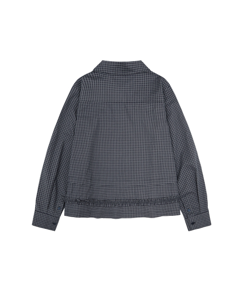TUOMIO（トゥオミオ）の「RUFFLE CHECK SHIRT [NAVY]（シャツ/ブラウス・レディース・その他・2/1）」の3枚目の写真