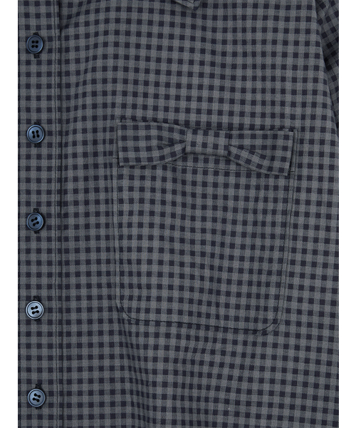 TUOMIO（トゥオミオ）の「RUFFLE CHECK SHIRT [NAVY]（シャツ/ブラウス・レディース・その他・2/1）」の4枚目の写真