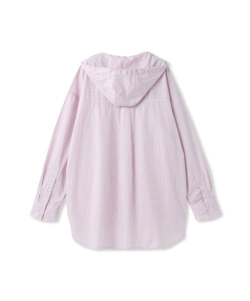 MAYSON GREY(メイソングレイ)の「ストライプフーディオーバーシャツ≪手洗い可能≫(シャツ/ブラウス・レディース・ブルー系その他/ピンク系その他/ダークネイビー・M)」の5枚目の写真