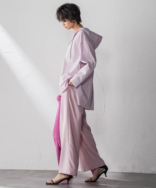 MAYSON GREY(メイソングレイ)の「ストライプフーディオーバーシャツ≪手洗い可能≫(シャツ/ブラウス・レディース・ブルー系その他/ピンク系その他/ダークネイビー・M)」の15枚目の写真