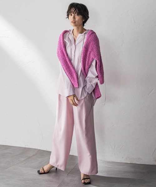 MAYSON GREY(メイソングレイ)の「ストライプフーディオーバーシャツ≪手洗い可能≫(シャツ/ブラウス・レディース・ブルー系その他/ピンク系その他/ダークネイビー・M)」の17枚目の写真