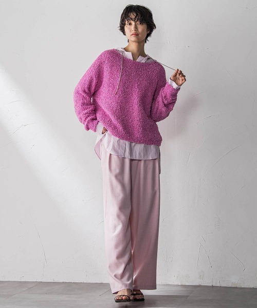 MAYSON GREY(メイソングレイ)の「ストライプフーディオーバーシャツ≪手洗い可能≫(シャツ/ブラウス・レディース・ブルー系その他/ピンク系その他/ダークネイビー・M)」の18枚目の写真