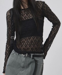 シースルーレース フィットロングトップス
