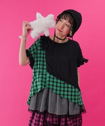 unica | チェックヘムプリーツレイヤードブラウス laides(シャツ/ブラウス)