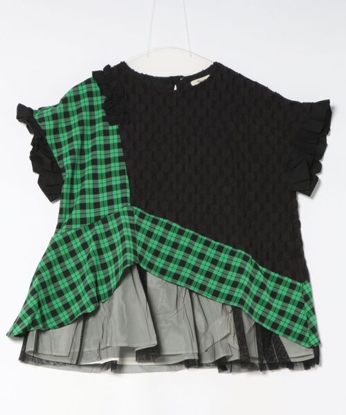 unica(ユニカ)の「チェックヘムプリーツレイヤードブラウス laides(シャツ/ブラウス・レディース・ブラック×グリーン/ブラック×ピンク・F)」の10枚目の写真