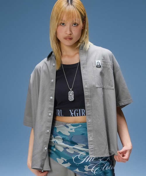 FADED FACE LABEL S/S SHIRT（シャツ/ブラウス）｜X-girl（エックス