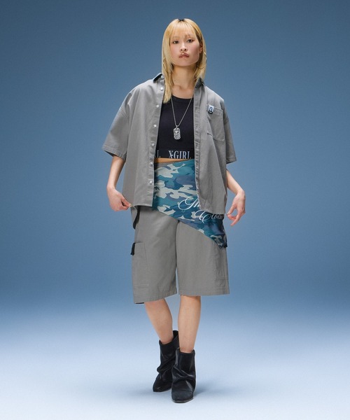 X-girl(エックスガール)の「FADED FACE LABEL S/S SHIRT(シャツ/ブラウス・レディース・ブラック/ベージュ/オレンジ・S/M)」の6枚目の写真