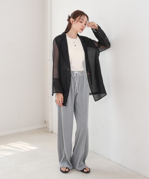 Bab(バブ)の「オーガンジーシアーテーラージャケット(テーラードジャケット・レディース・ブラック/グレイッシュベージュ/ブラウン・MEDIUM)」の16枚目の写真