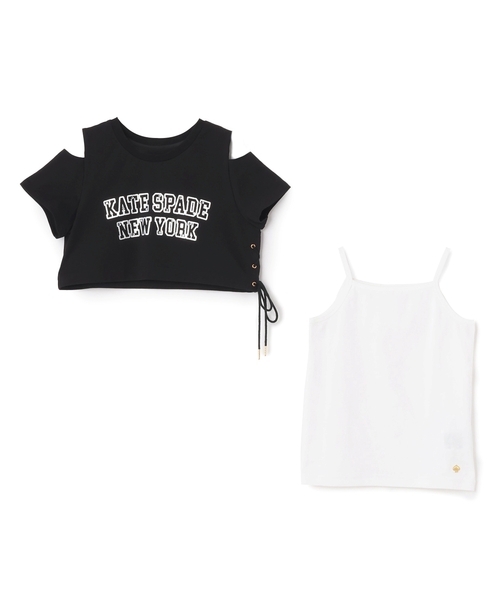 kate spade new york kids（ケイトスペードニューヨーク）の「ロゴカットソー＆キャミソールセット（アンサンブル・キッズ・オフホワイト/ブラック・140cm/130cm/160cm/120cm/150cm）」の4枚目の写真
