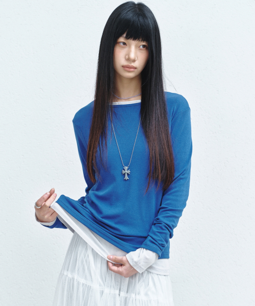 NICK&NICOLE（ニックアンドニコール）の「[ESSENTIAL] ESSENTIAL ROUND TOP_BLUE（Tシャツ/カットソー・レディース・その他・MEDIUM/LARGE）」の2枚目の写真