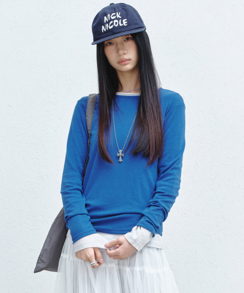 NICK&NICOLE（ニックアンドニコール）の「[ESSENTIAL] ESSENTIAL ROUND TOP_BLUE（Tシャツ/カットソー・レディース・その他・MEDIUM/LARGE）」の3枚目の写真