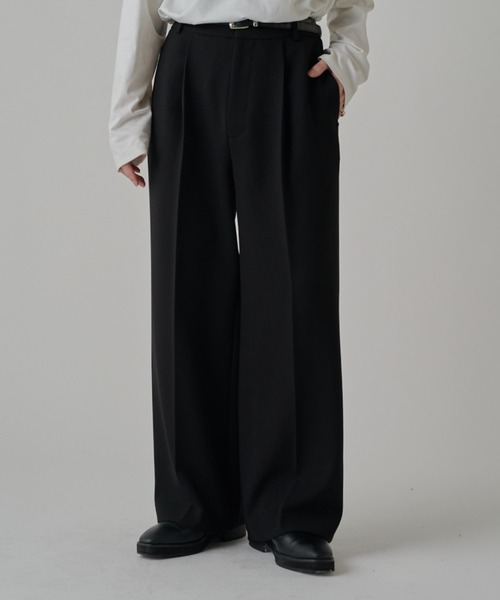 Lui's（ルイス）の「ジョーゼットタックワイドパンツ（その他パンツ・メンズ・ベージュ/ブラック/オフホワイト・S/M）」の2枚目の写真