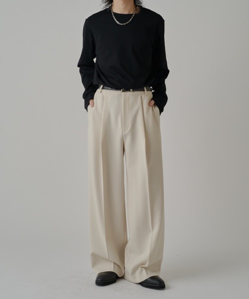 Lui's（ルイス）の「ジョーゼットタックワイドパンツ（その他パンツ・メンズ・ベージュ/ブラック/オフホワイト・S/M）」の9枚目の写真