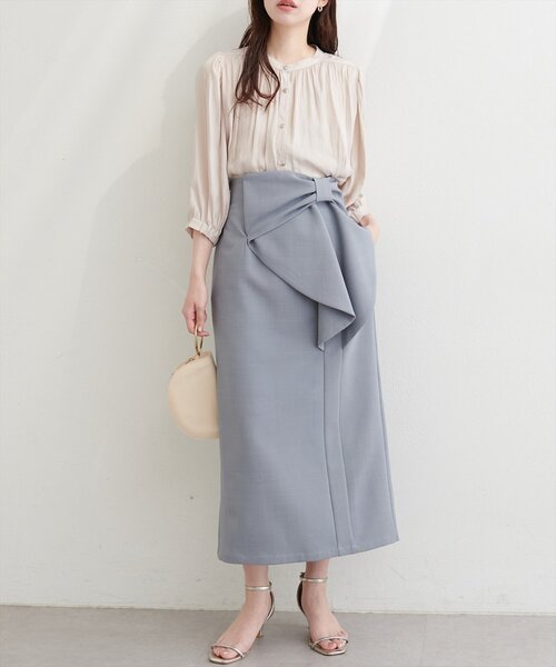 natural couture(ナチュラルクチュール)の「とろみサテン7分袖ブラウス(シャツ/ブラウス・レディース・チャコールグレー/オフホワイト/サックスブルー/ピンクベージュ/ネイビー/ミント/ピンク・FREE)」の19枚目の写真