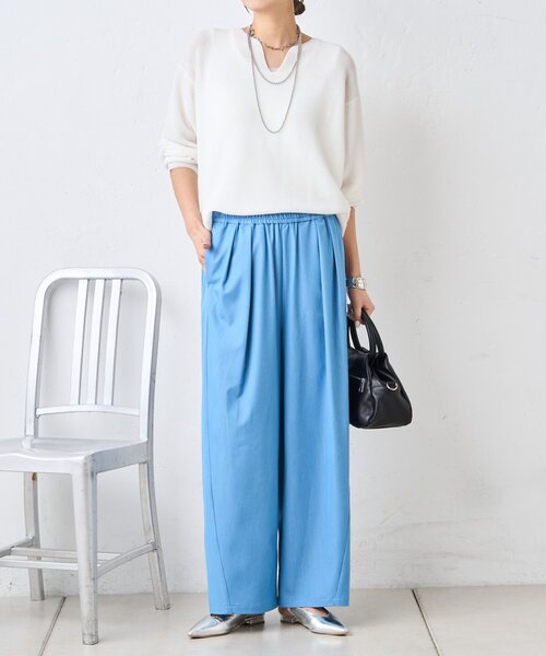 Jena espace merveilleux（ジェナ　エスパスメルヴェイユ）の「テンセルカーブラインパンツ（その他パンツ・レディース・ブラック/ブルー/ベージュ・FREE）」の3枚目の写真