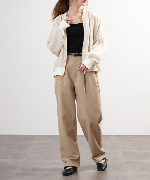 EGLANTINE（エグランティーヌ）の「EGLANTINE シアージャケット長袖（ブルゾン・レディース・ベージュ/ピンク/グレー/ネイビー・38）」の10枚目の写真