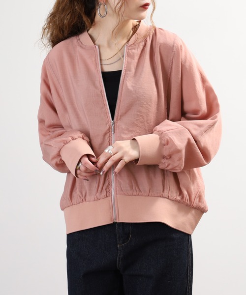 EGLANTINE（エグランティーヌ）の「EGLANTINE シアージャケット長袖（ブルゾン・レディース・ベージュ/ピンク/グレー/ネイビー・38）」の15枚目の写真