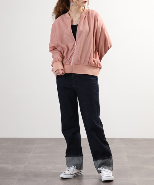 EGLANTINE（エグランティーヌ）の「EGLANTINE シアージャケット長袖（ブルゾン・レディース・ベージュ/ピンク/グレー/ネイビー・38）」の20枚目の写真